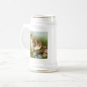 Kitten Illustratie met bloemen Bierpul (Voorkant links)