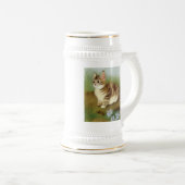 Kitten Illustratie met bloemen Bierpul (Voorkant rechts)