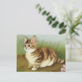  Kitten Illustratie met bloemen Briefkaart (Staand voorkant)