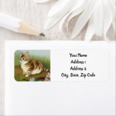 Kitten Illustratie met bloemen Etiket (Insitu)