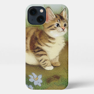  Kitten Illustratie met bloemen iPhone 13 Hoesje