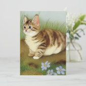 Kitten Illustratie met bloemen Kaart (Staand voorkant)