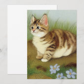 Kitten Illustratie met bloemen Kaart (Voorkant / Achterkant)