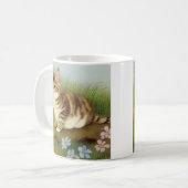  Kitten Illustratie met bloemen Koffiemok (Voorkant links)