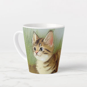 Kitten Illustratie met bloemen Latte Mok