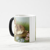  Kitten Illustratie met bloemen Magische Mok (Voorkant links)