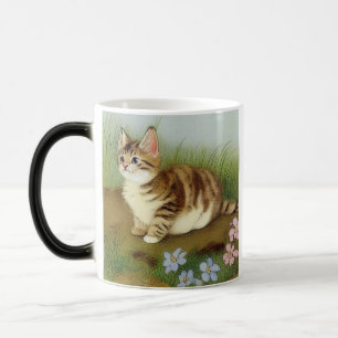 Kitten Illustratie met bloemen Magische Mok