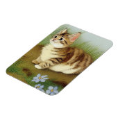 Kitten Illustratie met bloemen Magneet (Linkerzijde)