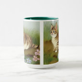 Kitten Illustratie met bloemen Mok (Midden)