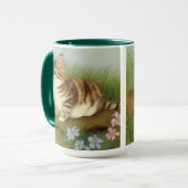 Kitten Illustratie met bloemen Mok (Voorkant links)