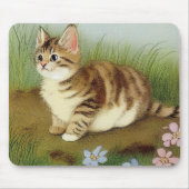  Kitten Illustratie met bloemen Muismat (Voorkant)