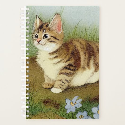 Kitten Illustratie met bloemen Planner (Voorkant)