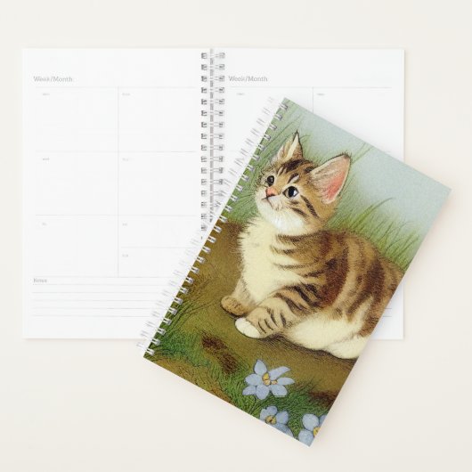 Kitten Illustratie met bloemen Planner (Display)