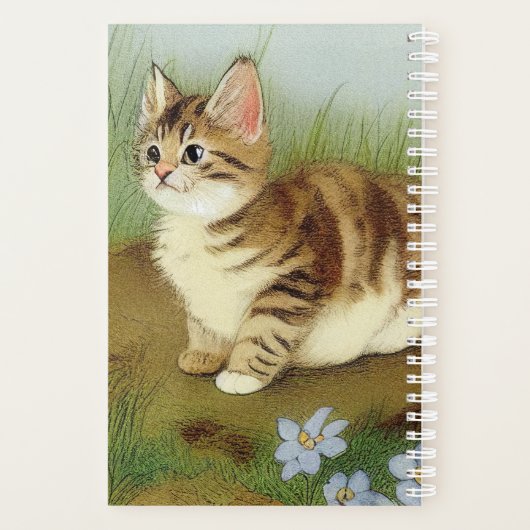  Kitten Illustratie met bloemen Planner (Achterkant)