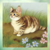  Kitten Illustratie met bloemen Raamsticker (Vel 3)