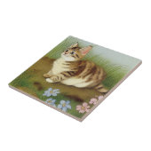 Kitten Illustratie met bloemen Tegeltje (Zijkant)