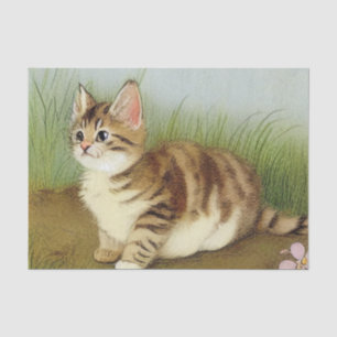 Kitten Illustratie met bloemen Tissuepapier