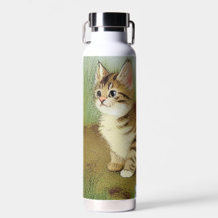 Kitten Illustratie met bloemen Waterfles