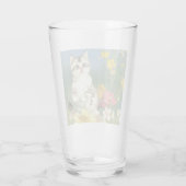  Kitten Illustratie met Gele Bloemen Glas (Achterkant)