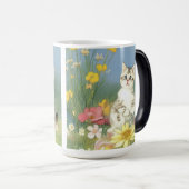 Kitten Illustratie met Gele Bloemen Magische Mok (Voorkant rechts)