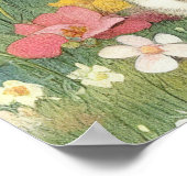  Kitten Illustratie met Gele Bloemen Poster (Hoek)