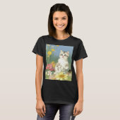  Kitten Illustratie met Gele Bloemen T-shirt (Voorkant volledig)