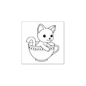 Kitten in a Cup - Cat in a Teacup 1x1 Rubberstempel (Afrduk)