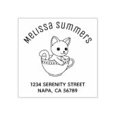 Kitten in a Cup Cat in a Teacup Arch Address Rubberstempel (Afrduk)