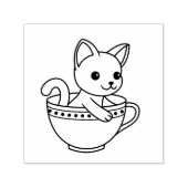 Kitten in a Cup - Cat in a Teacup Zelfinktende Stempel (Design)