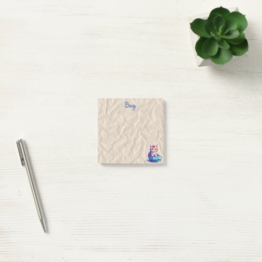Kitten in Beker beige Post-it® Notes (Kantoor)