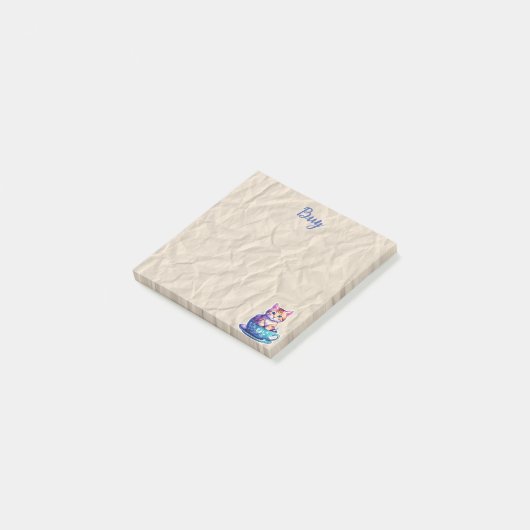 Kitten in Beker beige Post-it® Notes (Schuin)
