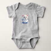 Kitten in Beker Blauwe Bloemen Baby Bodysuit (Voorkant)