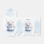 Kitten in Beker Blauwe Bloemen Favoriete Doos Bedankdoosjes (Uitgevouwen)