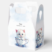 Kitten in Beker Blauwe Bloemen Favoriete Doos Bedankdoosjes (Geopend)