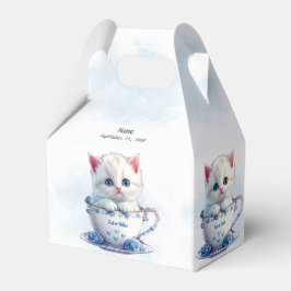 Kitten in Beker Blauwe Bloemen Favoriete Doos Bedankdoosjes