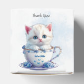 Kitten in Beker Blauwe Bloemen Favoriete Doos Bedankdoosjes (Bovenkant)