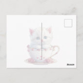 Kitten in beker roze bloemen ansichtkaart briefkaart (Achterkant)