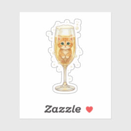 Kitten in Champagneglas Bruisend Nieuwjaar Sticker