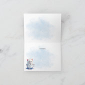 Kitten in Cup Blauwe Bloemen Dank u kaart (Binnen)