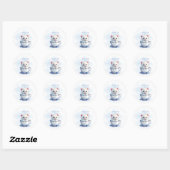 Kitten in Cup Blauwe Bloemen Sticker (Vel)