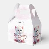 Kitten in Cup Roze Bloemen Favoriete Doos Bedankdoosjes (Achterkant)