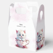 Kitten in Cup Roze Bloemen Favoriete Doos Bedankdoosjes (Geopend)