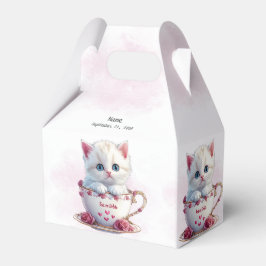 Kitten in Cup Roze Bloemen Favoriete Doos Bedankdoosjes