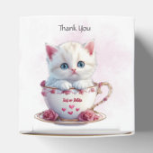 Kitten in Cup Roze Bloemen Favoriete Doos Bedankdoosjes (Bovenkant)