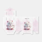 Kitten in Cup Roze Bloemen Favoriete Doos Bedankdoosjes (Uitgevouwen)