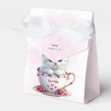 Kitten in Cup Roze Bloemen Favoriete Doos