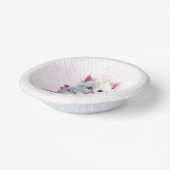 Kitten in Cup Roze Bloemen Papieren Kom (Gebogen)