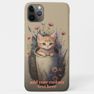 Kitten in Cup Wildflower Kat Cottagecore Custom Case-Mate iPhone Case