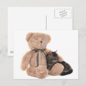 kitten in de armen van een teddybeer briefkaart (Voorkant / Achterkant)