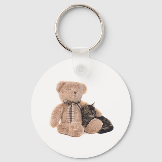 kitten in de armen van een teddybeer sleutelhanger (Voorkant)